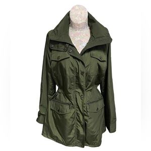 MICHAEL KORS WOMENS HOODED ANORAK JACKET SMALL DARK LODEN GREEN